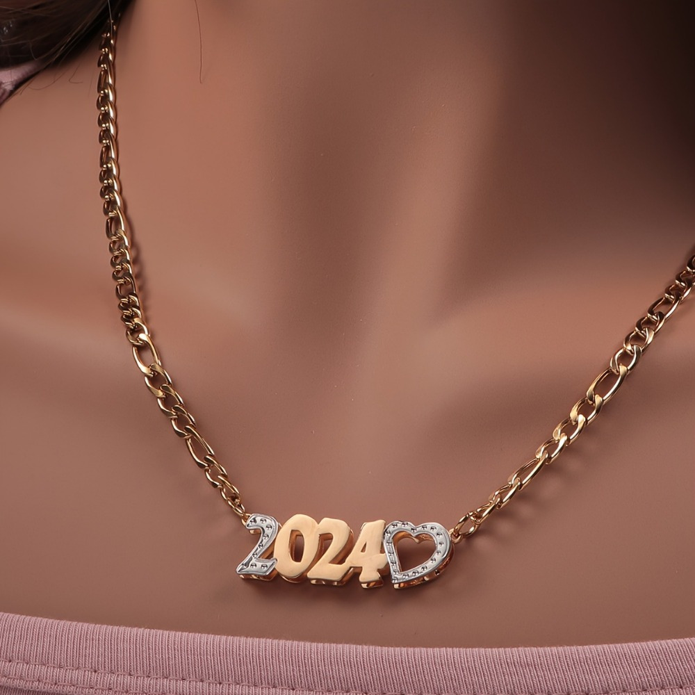 Women's Custom Double-Layer Heart Pendant Necklace, 18K Gold-Plated
